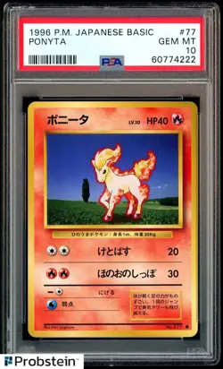 1996 Pokemon Basic Base Set Japanese #077 Ponyta PSA 10 GEM MINT - Image 1