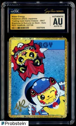 Red Yanran Signed Sketched 2023 Pokemon Classic Water Energy CGC AU AUTO 10 - Image 1