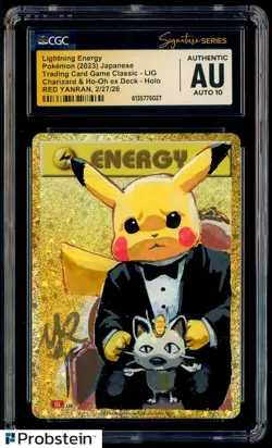 Red Yanran Signed Sketched 2023 Pokemon Classic Lightning Energy CGC AU AUTO 10 - Image 1