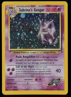 2000 Pokemon Gym Heroes #14/132 Sabrina's Gengar Holo HUGE DOUBLE SWIRL - Image 1