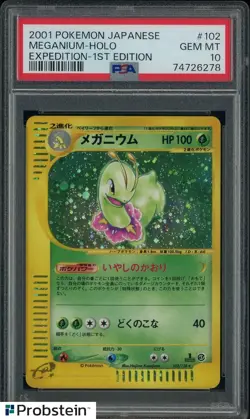 2001 Pokemon Japanese Expedition 1st Edition #102 Meganium Holo PSA 10 - Image 1