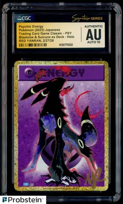 Red Yanran Signed Sketched 2023 Pokemon Classic Psychic Energy CGC AU AUTO 10 - Image 1