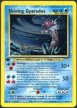 2000 Pokemon Neo Revelation 1st Edition #65/64 Shining Gyarados Holo Rare - Image 1