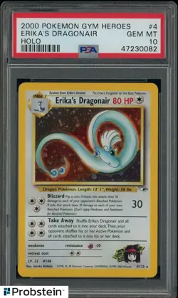 2000 Pokemon Gym Heroes #4 Erika's Dragonair Holo PSA 10 GEM MINT - Image 1
