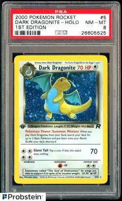 2000 Pokemon Rocket 1st Edition #5 Dark Dragonite Holo PSA 8 NM-MT - Image 1