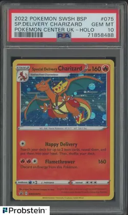 2022 Pokemon Center UK SWSH BSP #075 Special Delivery Charizard Holo PSA 10 - Image 1