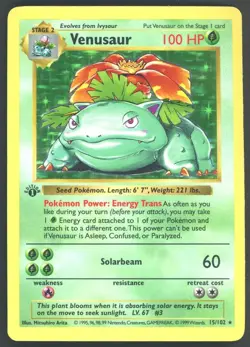 1999 Pokemon Game Base Set 1st Edition Shadowless #15 Venusaur Holo - Image 1