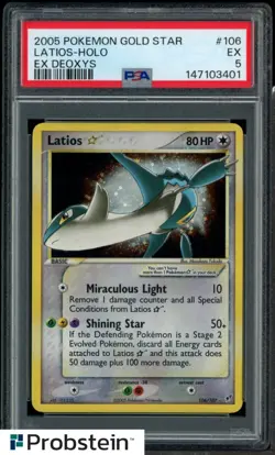2005 Pokemon EX Deoxys #106 Latios Gold Star Holo PSA 5 EX - Image 1