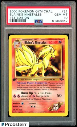 2000 Pokemon Gym Challenge 1st Edition #21 Blaine's Ninetales PSA 10 GEM MINT - Image 1