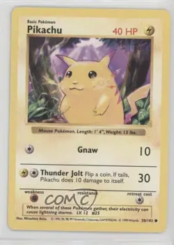 Pikachu Shadowless Pokemon Base Set #58 1999 - Image 1