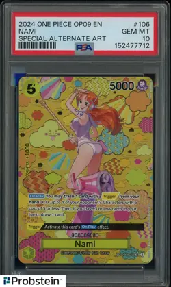 2024 One Piece OP09 EN Special Alternate Art #106 Nami PSA 10 GEM MINT - Image 1