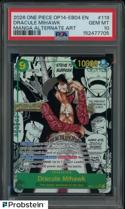2026 One Piece OP14-EB04 En Manga Alternate Art #119 Dracule Mihawk PSA 10 - Image 1
