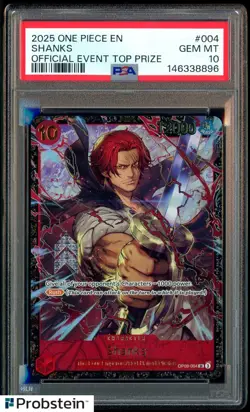 2025 One Piece EN Official Event Top Prize #004 Shanks PSA 10 GEM MINT - Image 1