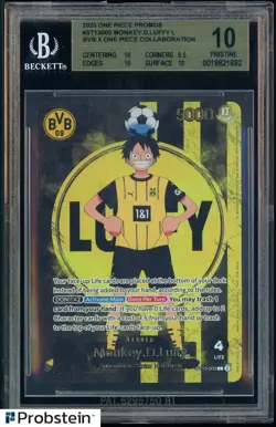 2025 ONE PIECE PROMOS BVB X ONE PIECE MATCH DAY 2025 #003 MONKEY D. LUFFY BGS 10 - Image 1
