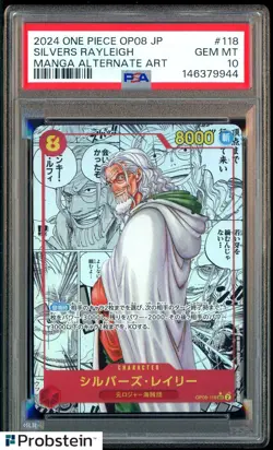 2024 One Piece Japanese OP08 Manga Alternate Art #118 Silvers Rayleigh PSA 10 - Image 1
