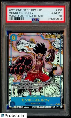 2025 One Piece OP11 Japanese Manga Alternate Art #118 Monkey D. Luffy PSA 10 - Image 1
