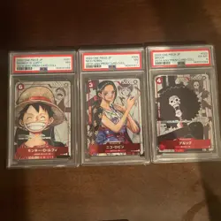 One Piece Japanese 25th Anniversary Promo Lot Of 3 Cards (PSA 6, 7, 7) - Image 1