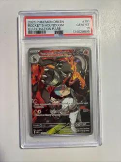 Pokemon TCG Team Rockets Houndoom Illustration Rare Card 191/182 PSA 10 - Image 1