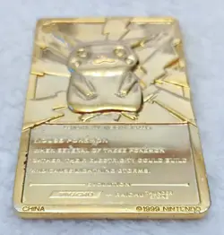 1999 Pokemon Burger King 23K Gold Plated Pikachu Card - Image 1