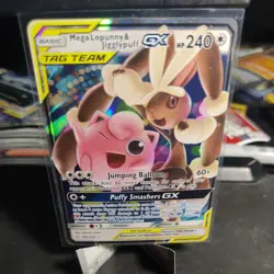 Mega Lopunny & Jigglypuff GX 165/236 Cosmic Eclipse Ultra Rare Pokemon Card - Image 1
