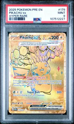 Pokemon Prismatic GOLD Pikachu EX Hyper Rare PSA 9 - Image 1