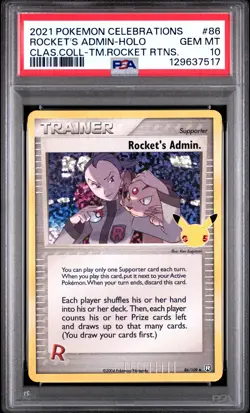 2021 POKEMON CELEBRATIONS CLASSIC COLLECTION #86 ROCKET'S ADMIN-HOLO PSA 10 - Image 1