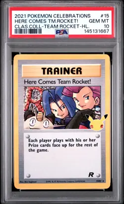 2021 POKEMON CELEBRATIONS CLASSIC COLLECTION HERE COMES TEAM ROCKET!-HOLO PSA 10 - Image 1