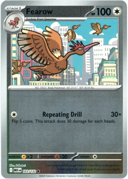 Fearow (Reverse Holo) 103/132 - Mega Evolution - Pokemon - NM/M English - Image 1