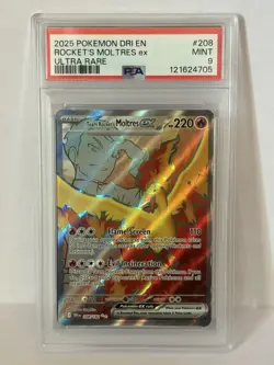 2025 POKEMON DRI EN-DESTINED RIVALS ULTRA RARE TEAM ROCKET'S MOLTRES EX PSA 9 - Image 1