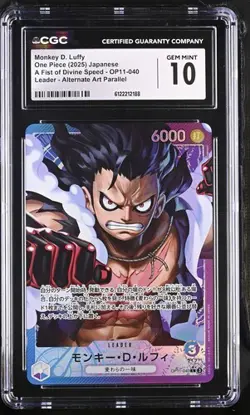 ✨✨ CGC 10 One Piece Monkey D. Luffy Op11-040 Alternate Art Parallel Jpn - Image 1