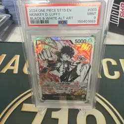 One Piece Monkey D Luffy ST13-003 PSA 9 Alt Art Leader Black White, English - Image 1