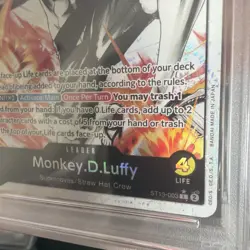 One Piece Monkey D Luffy ST13-003 PSA 9 Alt Art Leader Black White, English - Image 4