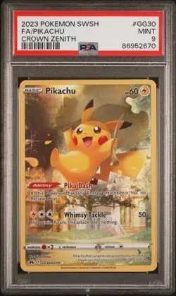 2023 Pokemon Crown Zenith Pikachu FULL ART HOLO RARE #GG30 PSA 9 MINT - Image 1
