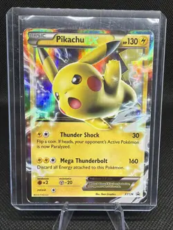 Pokemon TCG Pikachu EX XY174 Black Star Promo Ultra Rare Holo LP-MP - Image 1