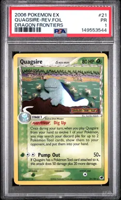 2006 POKEMON EX DRAGON FRONTIERS #21 QUAGSIRE-REVERSE FOIL PSA 1 - Image 1