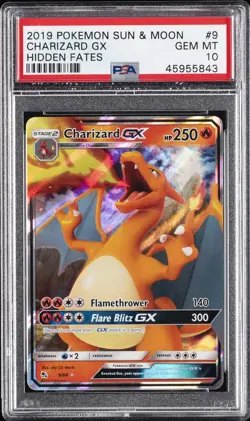 2019 POKEMON SUN & MOON HIDDEN FATES #9 CHARIZARD GX PSA 10 - Image 1