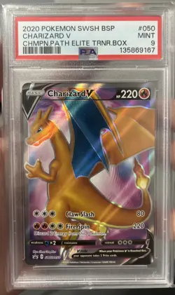 2020 Pokemon Sword & Shield Black Star Promos Charizard V #SWSH050 PSA 9 MINT - Image 1