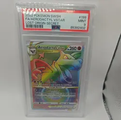 Pokemon Aerodactyl VSTAR Lost Origin Secret Rare Holo 199/196 PSA 9 2022 - Image 1