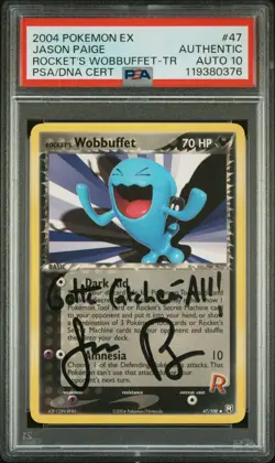 2004 POKEMON EX TEAM ROCKET RETURNS #47 ROCKET'S WOBBUFFET PSA AUTHENTIC AUTO 10 - Image 1