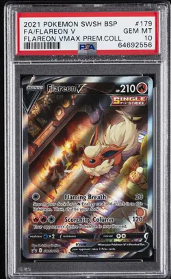 2021 POKEMON SWSH BLACK STAR PROMO #179 FULL ART/FLAREON V PSA 10 - Image 1