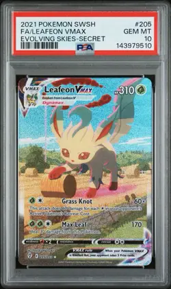 Leafeon Vmax 205/203 Secret Evolving Skies Pokemon PSA 10 - Image 1