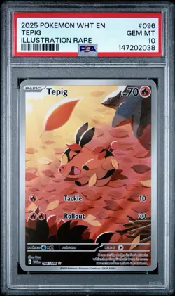 2025 POKEMON WHT EN-WHITE FLARE ILLUSTRATION RARE #096 TEPIG PSA 10 - Image 1