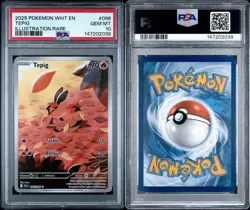 2025 POKEMON WHT EN-WHITE FLARE ILLUSTRATION RARE #096 TEPIG PSA 10 - Image 3