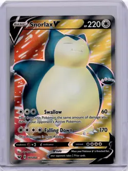 Pokemon Snorlax V (Full Art) Ultra Rare Sword & Shield Base Set 197/202 NM - Image 1