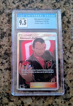 Giovanni's Exile Full Art Pokemon Card CGC 9.5/10 GEM MT Hidden Fates 67/68 2019 - Image 1
