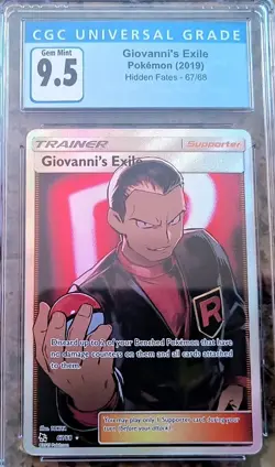 Giovanni's Exile Full Art Pokemon Card CGC 9.5/10 GEM MT Hidden Fates 67/68 2019 - Image 2