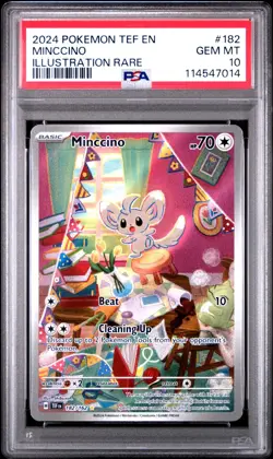 2024 POKEMON TEF EN-TEMPORAL FORCES #182 MINCCINO ILLUSTRATION RARE psa 10 - Image 1