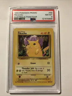 Promo Pikachu 1999 Australia Poketour Promo PSA 8 58/102 Pokemon - Image 1