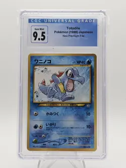 Pokemon 1999 Japanese Totodile Neo Premium File CGC 10 GEM MINT (Blue Label 9.5) - Image 1
