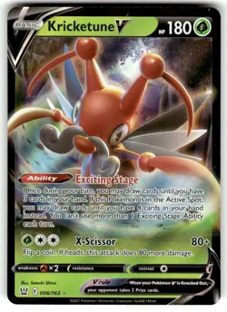 Kricketune V - 006/163 Battle Styles Ultra Rare Pokemon - NM/MINT - Image 1